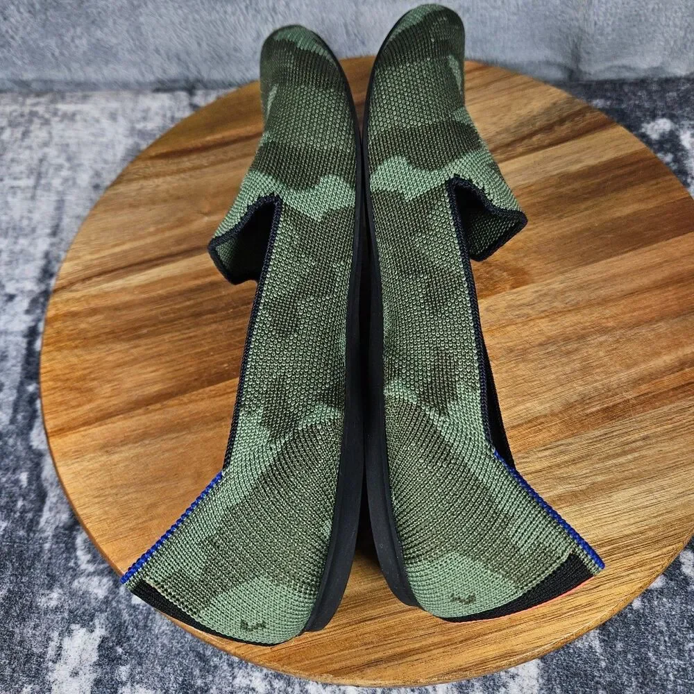 Rothys The Loafer Womens 9 Green Camouflage Slip On Casual Comfort Flats Shoes
